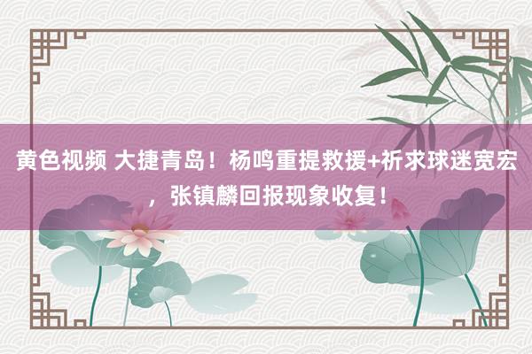 黄色视频 大捷青岛！杨鸣重提救援+祈求球迷宽宏，张镇麟回报现象收复！