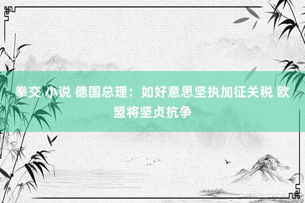 拳交 小说 德国总理：如好意思坚执加征关税 欧盟将坚贞抗争