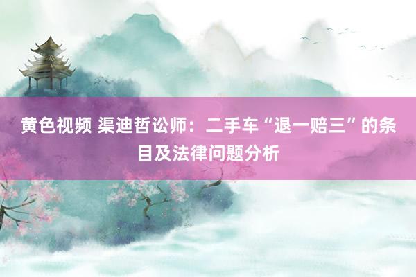 黄色视频 渠迪哲讼师：二手车“退一赔三”的条目及法律问题分析