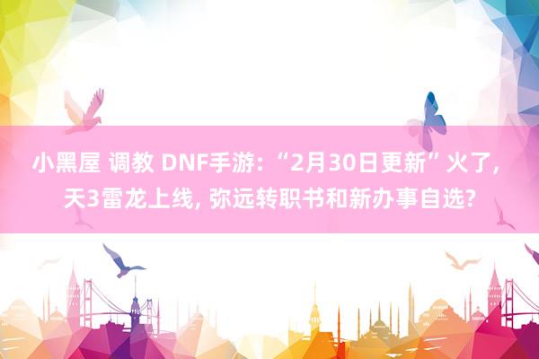 小黑屋 调教 DNF手游: “2月30日更新”火了， 天3雷龙上线， 弥远转职书和新办事自选?
