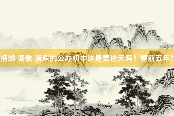 捆绑 调教 浦东的公办初中这是要逆天吗？提前五年?