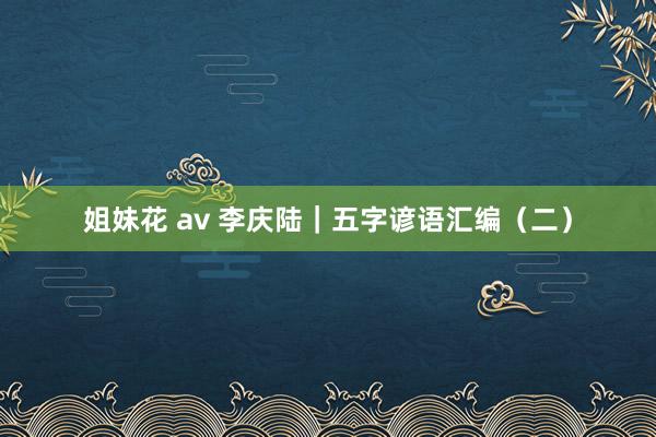 姐妹花 av 李庆陆|五字谚语汇编(二)